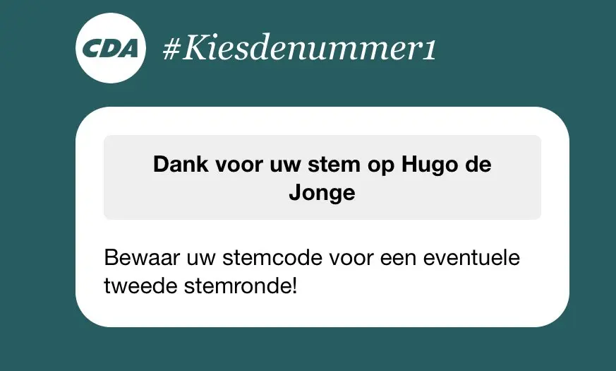 hugo de jonge bedankt u voor uw stem